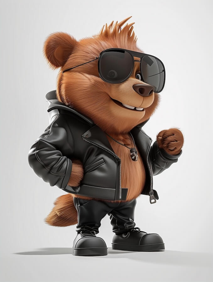 cute-bear-wearing-a-black-leather-jacket-and-sunglasses