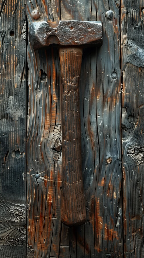 blacksmiths-hammer-on-an-old-wooden-door
