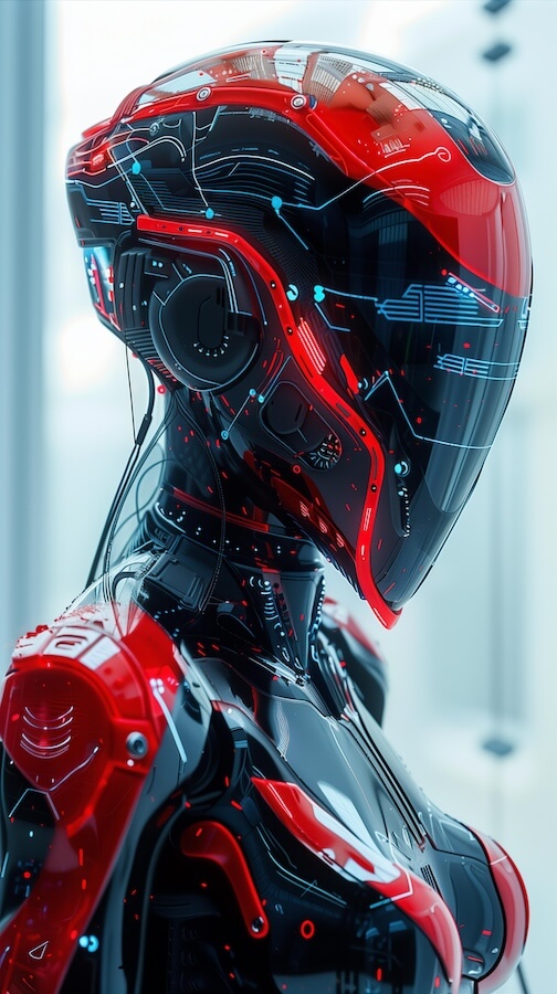 futuristic-red-and-black-robot-with-a-transparent-glass-helmet