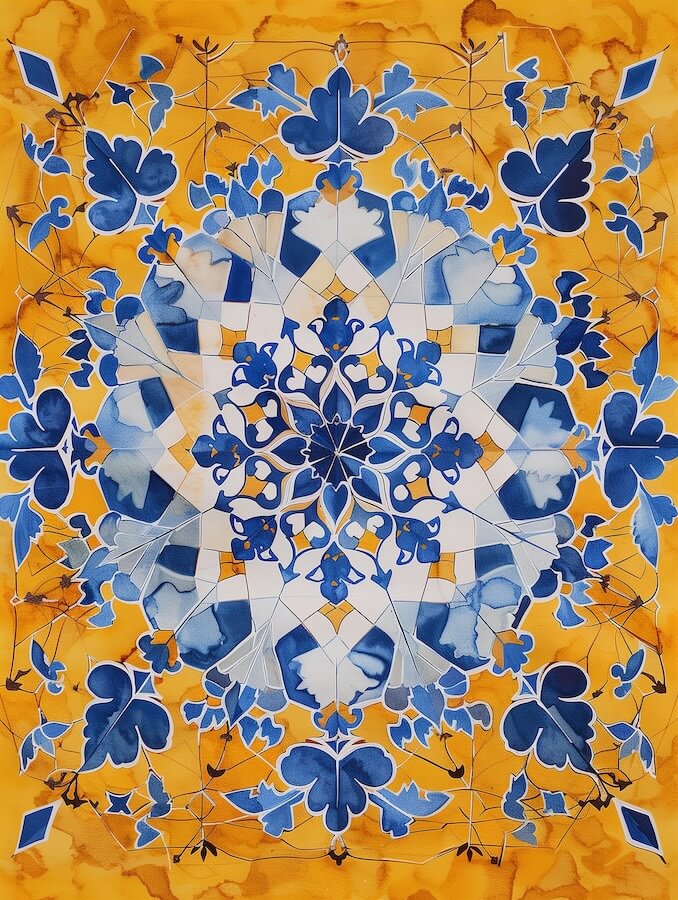 blue-and-white-watercolor-pattern-of-an-ancient-arabic-mosaic-tile