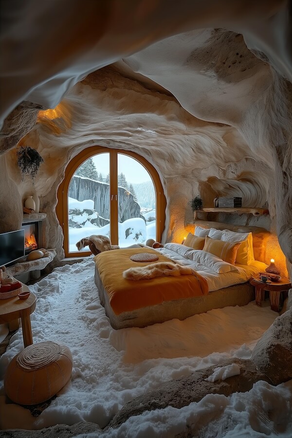 bedroom-in-an-underground-cave-made-of-snow