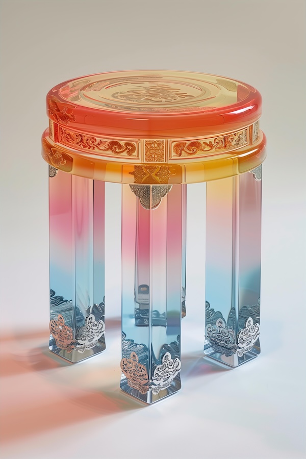 chinese-style-stool-made-of-gradient-glass