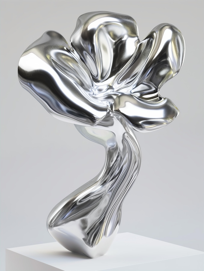 a-silver-slender-liquid-blob-in-the-shape-of-a-flower