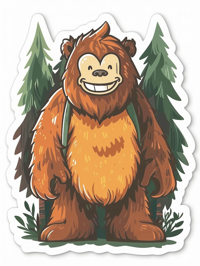 cartoon-happy-and-colorful-sasquatch-in-forest-sticker