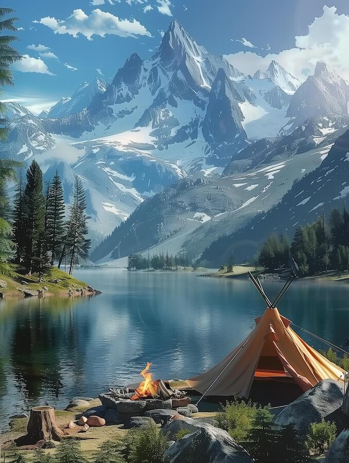 beautiful-lake-with-snowcapped-mountains-in-the-background