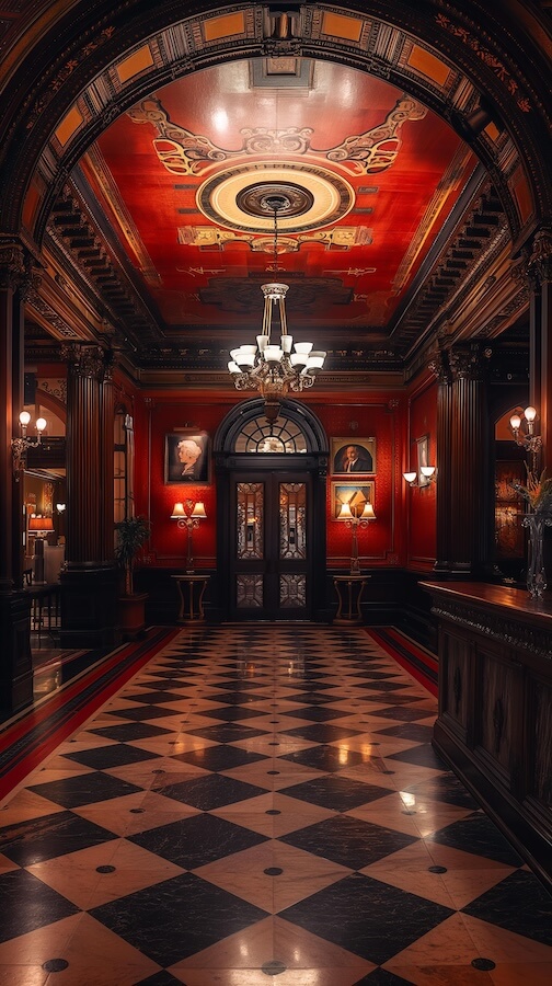 beautiful-red-and-black-interior-of-an-old-victorian-hotel-lobby