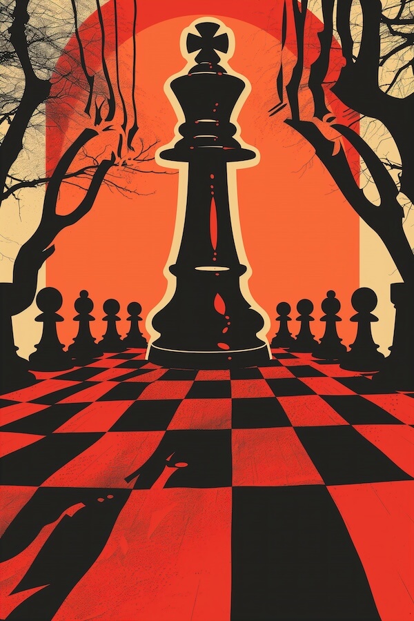 a-chessboard-with-the-queen-piece-in-silhouette