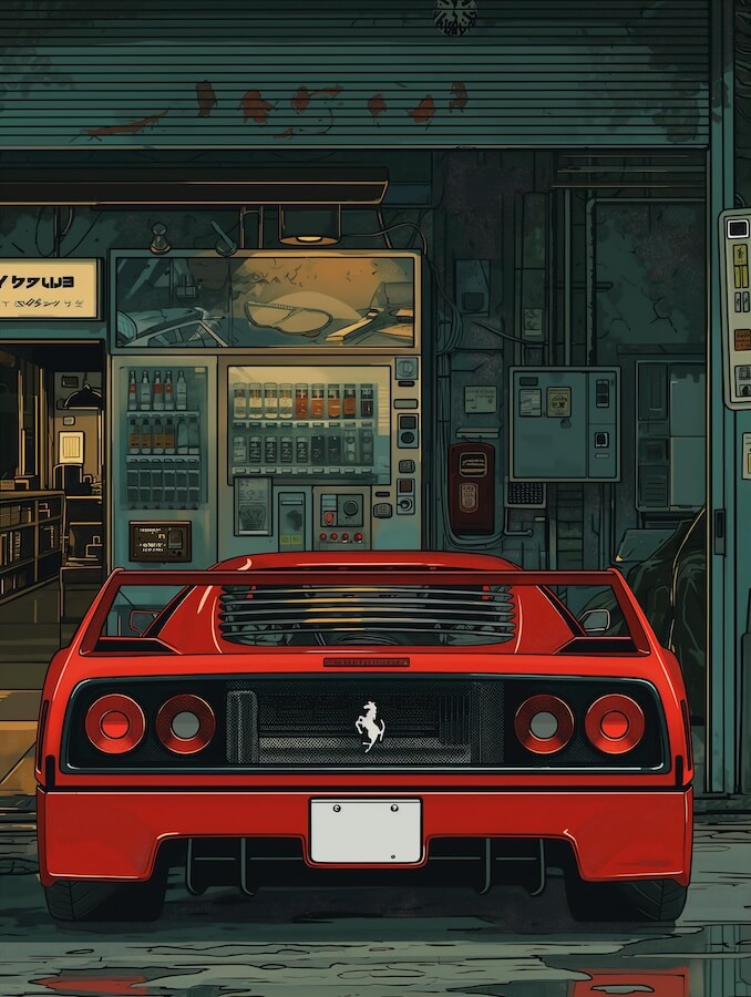 a-ferrari-f40-parked-in-front-of-an-old-japanese-shop