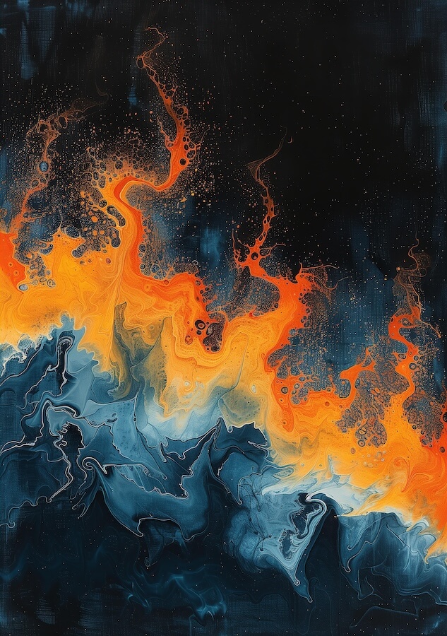 abstract-painting-of-dark-blue-and-orange-flames-on-the-sea