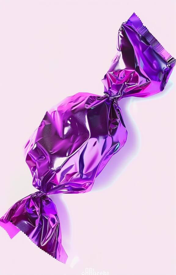 candy-wrapped-in-purple-foil-on-a-white-background