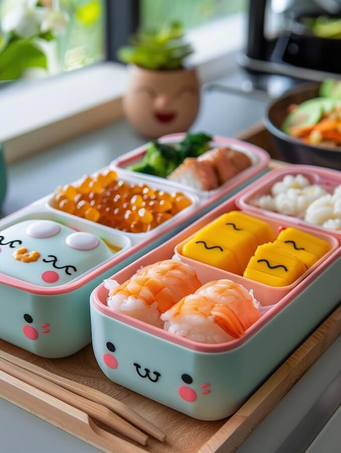 cute-bento-box-with-kawaii-food-inside-on-wooden-table