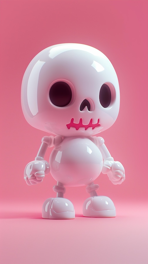 cute-white-skull-character-on-a-simple-pink-background