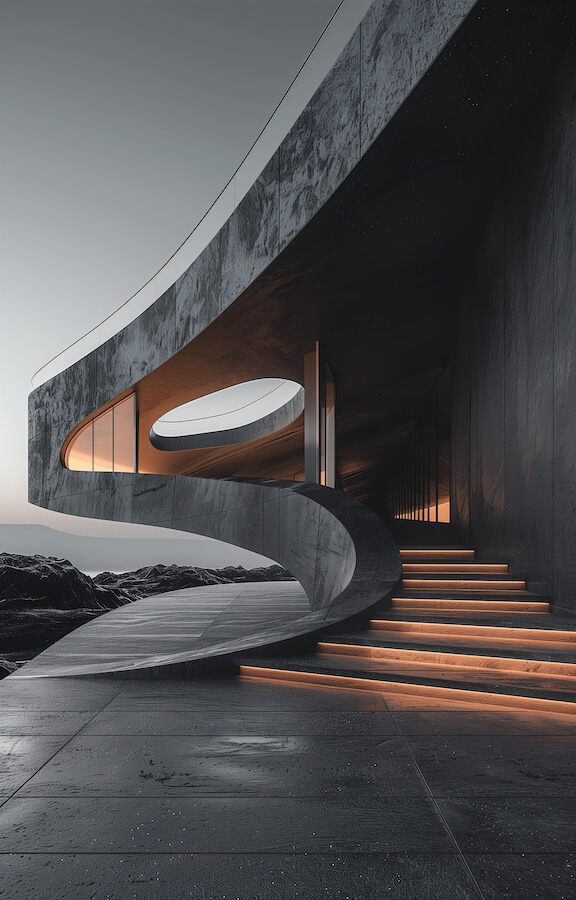 dark-grey-minimalist-architecture-with-angular-curves