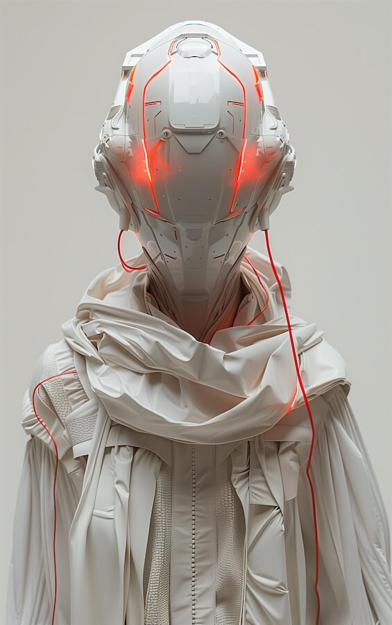 white-robot-with-red-glowing-wires-and-led-lights