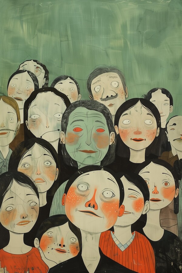 group-of-chinese-people-with-exaggerated-facial-expressions
