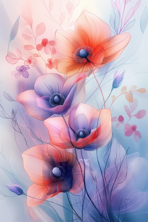 illustration-of-poppy-flowers-against-a-gradient-background
