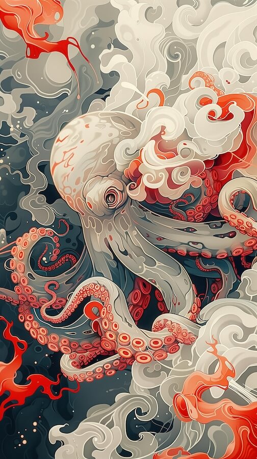 japanese-style-illustration-of-an-octopus-in-the-ocean