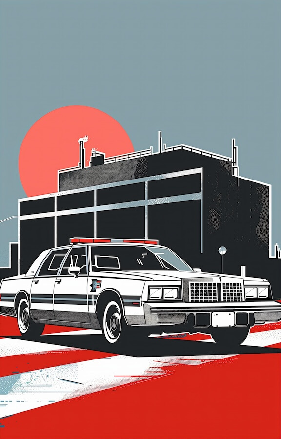 minimalistic-vector-illustration-of-an-old-police-car-from-the-1980s