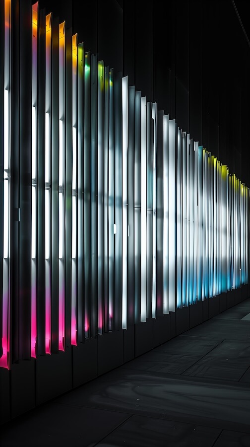 photograph-of-vertical-light-tubes-with-different-colors-on-the-wall
