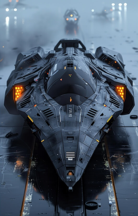 front-view-of-a-dark-grey-spaceship-with-black-details