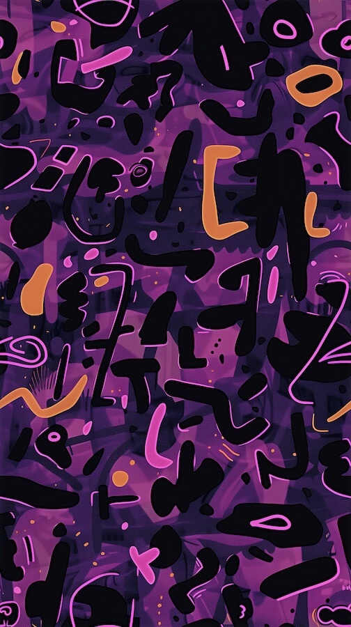 purple-background-with-a-black-graffiti-style-pattern