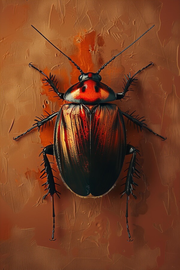 realistic-painting-of-an-isolated-cockroach-on-a-brown-background