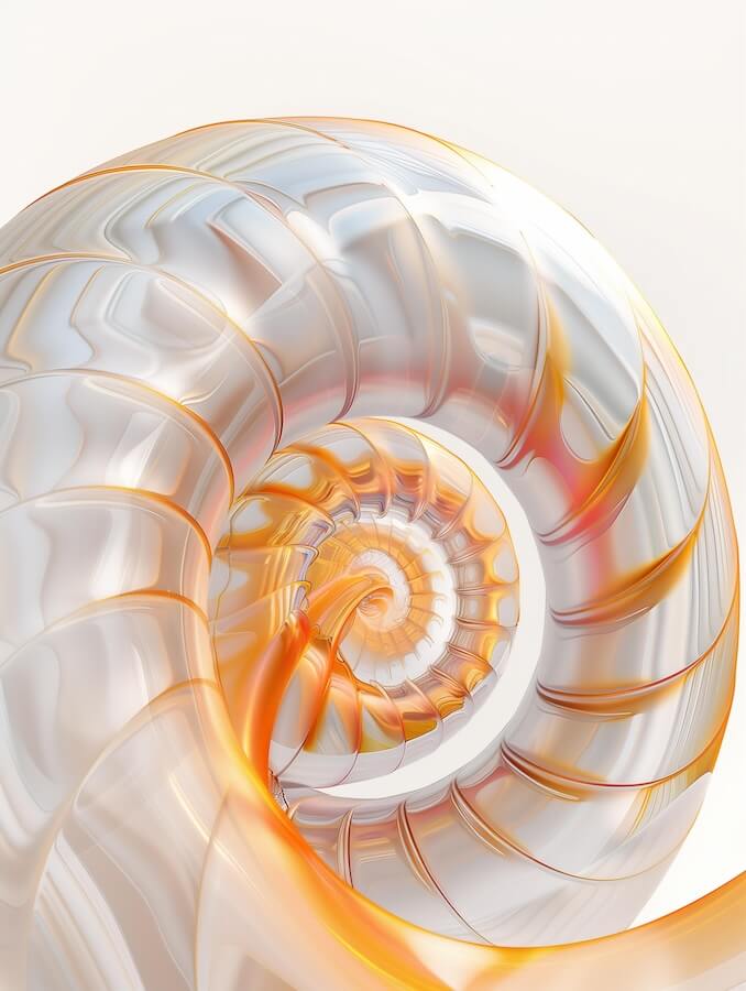 spiral-shell-with-an-orange-and-white-gradient