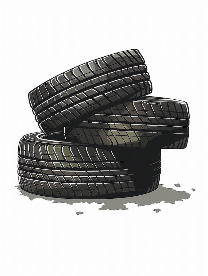 vintage-vector-illustration-of-three-old-stacked-tires