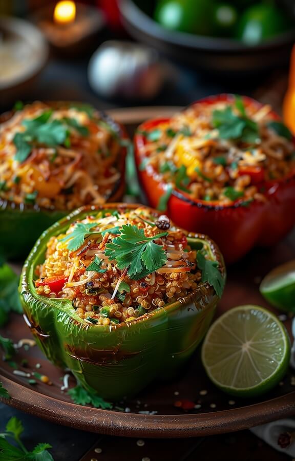 three-red-and-green-bell-peppers-filled-with-quinoa