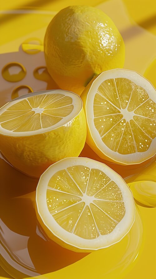 3d-render-of-lemons-cut-in-half-and-lying-on-yellow-surface