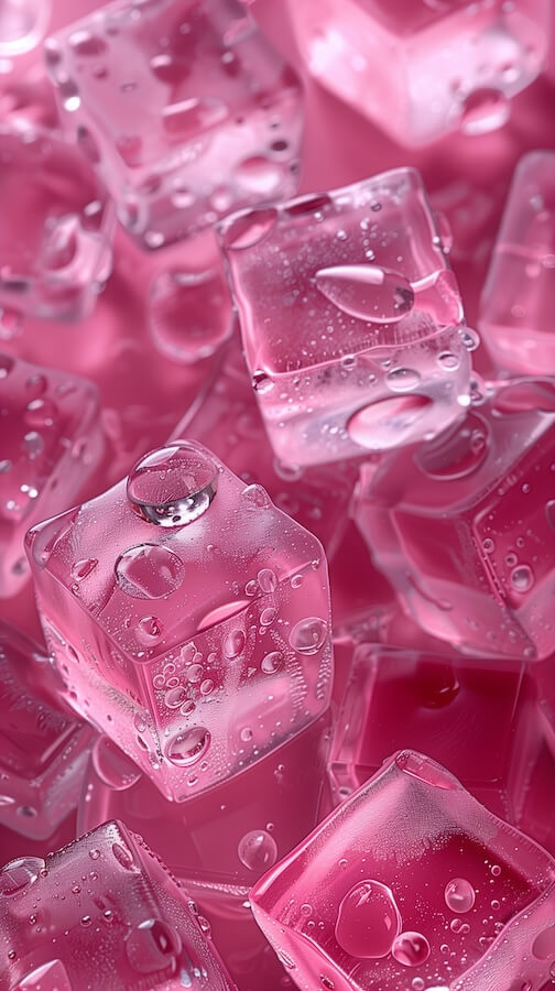 a-lot-of-pink-ice-cubes-with-water-drops-on-them