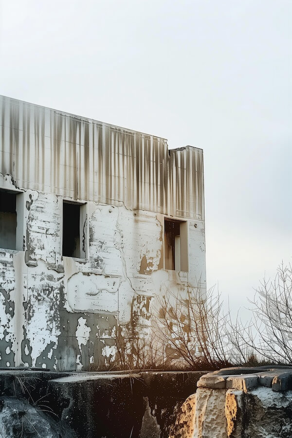 a-photo-of-an-abandoned-white-building-with-peeling-paint
