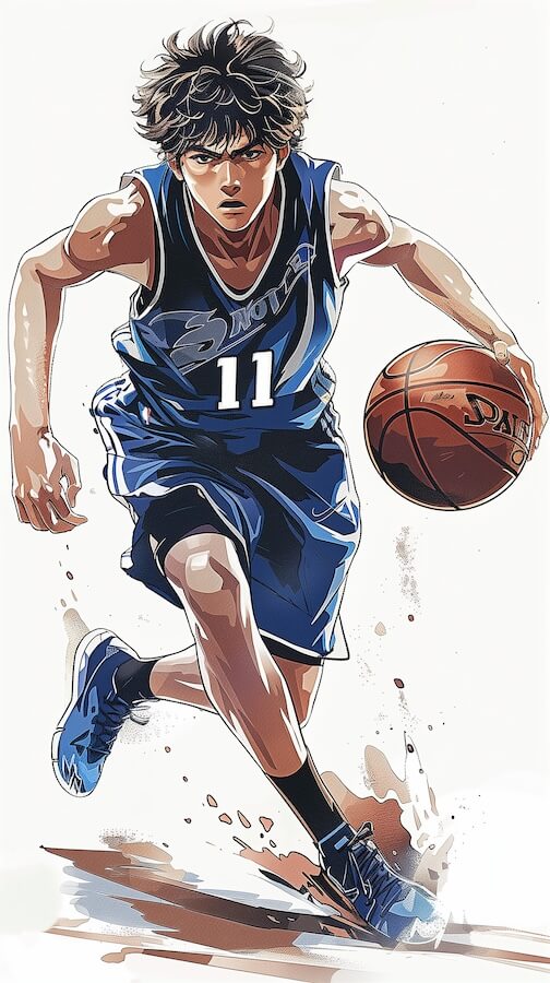 anime-style-illustration-of-an-asian-basketball-player-with-curly-hair