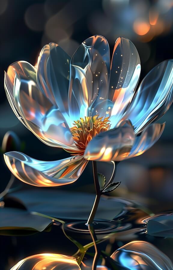 beautiful-glass-flower-with-silver-and-gold-petals-and-gold-stamens