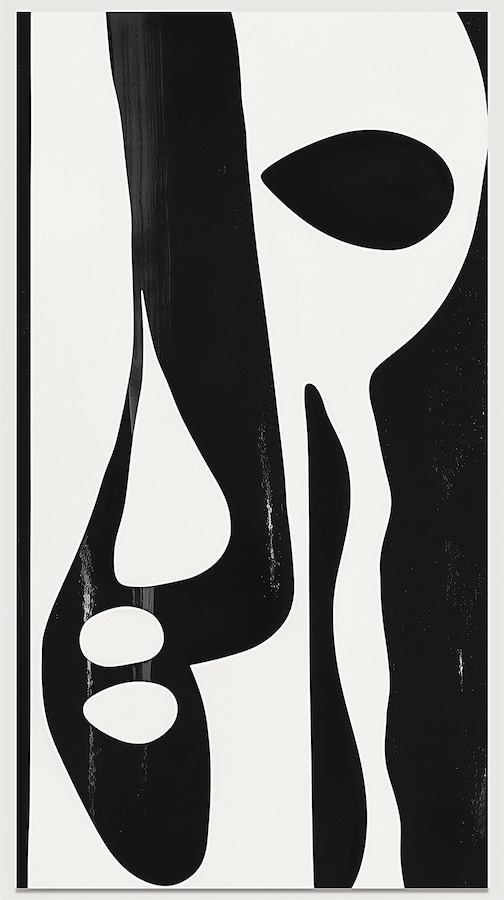 black-and-white-painting-of-an-abstract-face-with-long-limbs