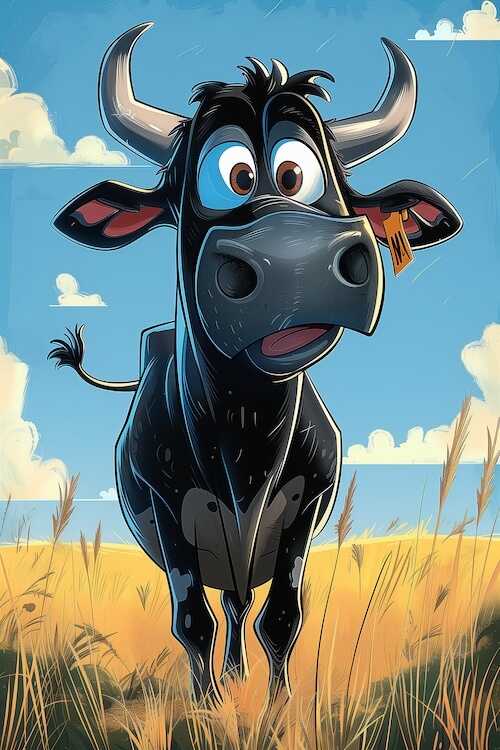 cheerful-black-cow-with-horns-and-large-eyes