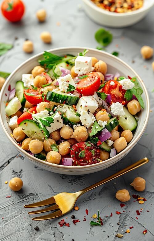 chickpea-salad-with-feta-cheese-cucumber-and-tomato-in-a-bowl