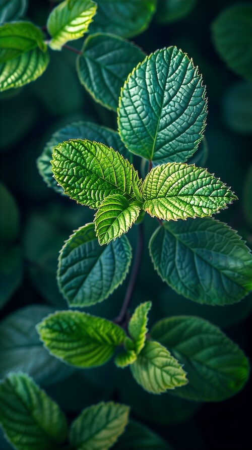 close-up-photo-of-green-mint-leaves-against-a-dark-background