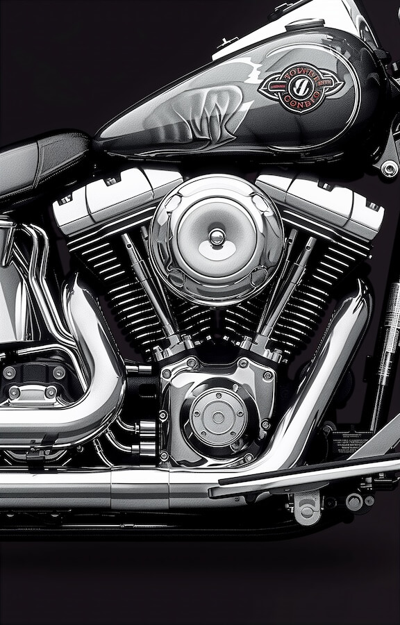engine-and-chrome-parts-on-a-harley-davidson-motorcycle