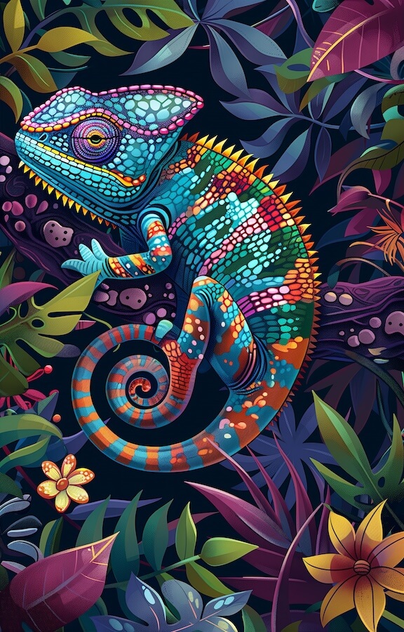 colorful-chameleon-in-the-jungle-with-bold-colors