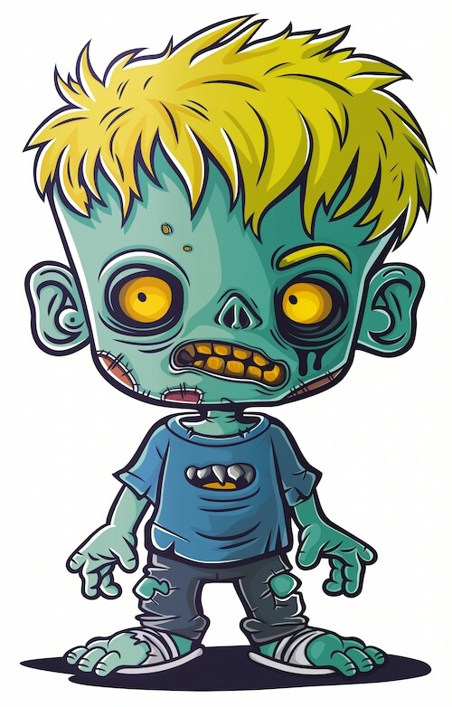 cute-cartoon-sticker-vector-style-zombie-with-yellow-hair