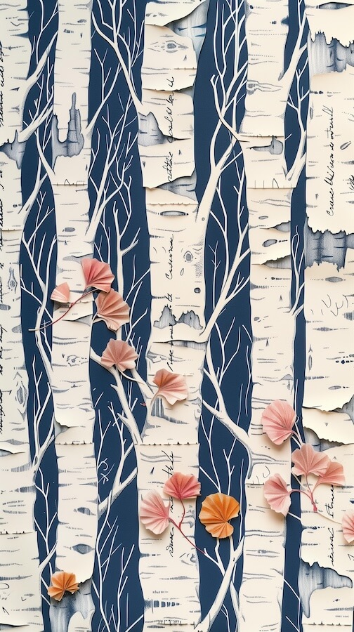 delicate-paper-cutout-birch-trees-with-white-bark-and-pink-leaves