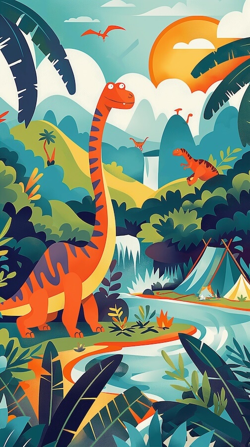 dinosaur-in-a-landscape-with-a-jungle-and-river-in-the-background
