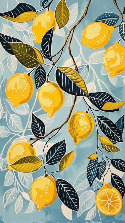 gouache-illustration-of-a-lemon-tree
