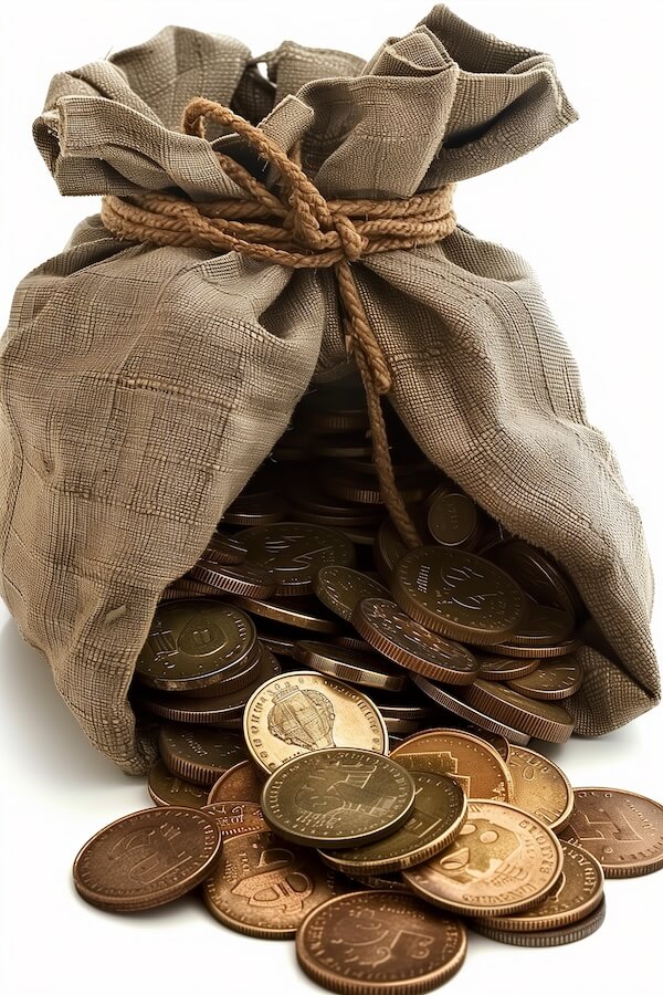 large-brown-linen-bag-full-of-gold-coins-on-a-white-background