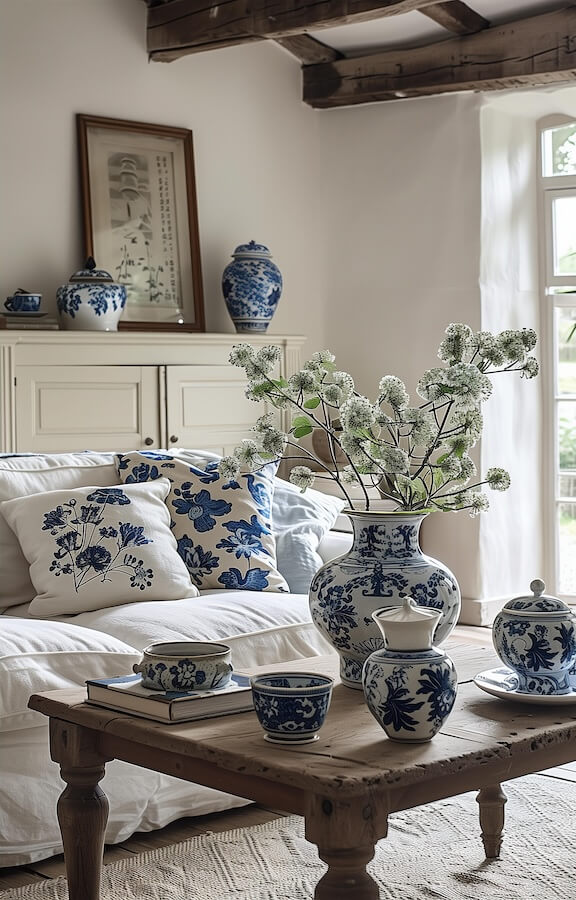 living-room-with-blue-and-white-porcelain-vases-on-the-coffee-table