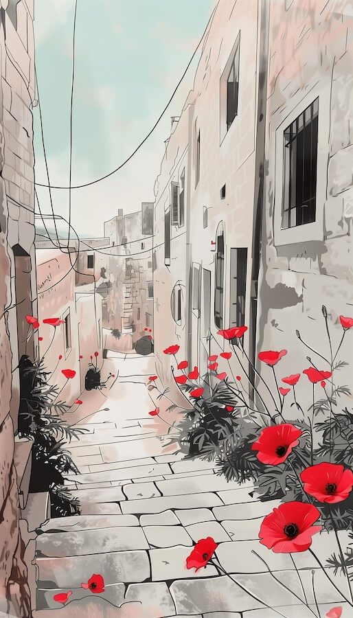 mediterranean-street-with-poppies