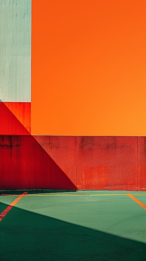 minimalist-composition-of-red-and-orange-painted-walls