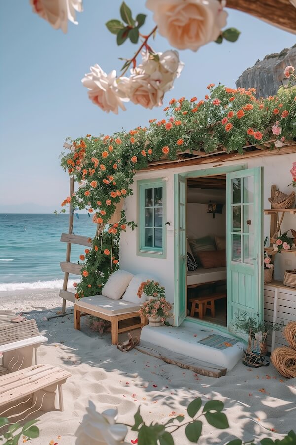 small-house-on-the-beach-surrounded-by-roses-and-flowers