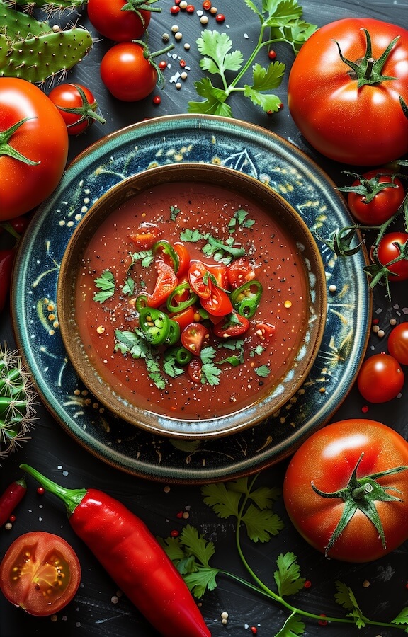 tomato-soup-with-chili-and-coriander-in-a-bowl